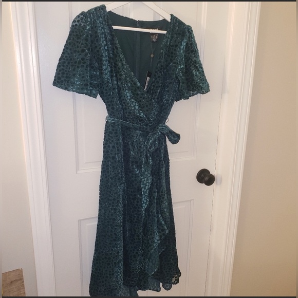 🆕 DKNY
Velvet Flutter-Sleeve Midi Dress. Beautiful Forest Green color. - Picture 6 of 6